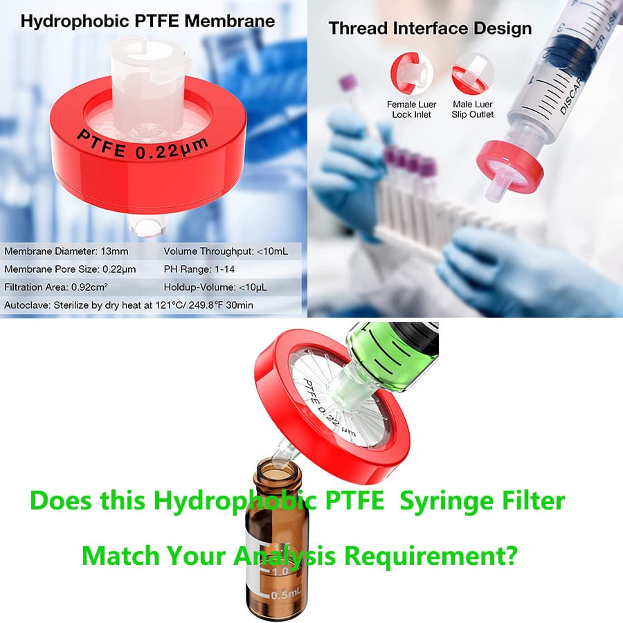 size 0.22um Hydrophobic PVDF hplc filter